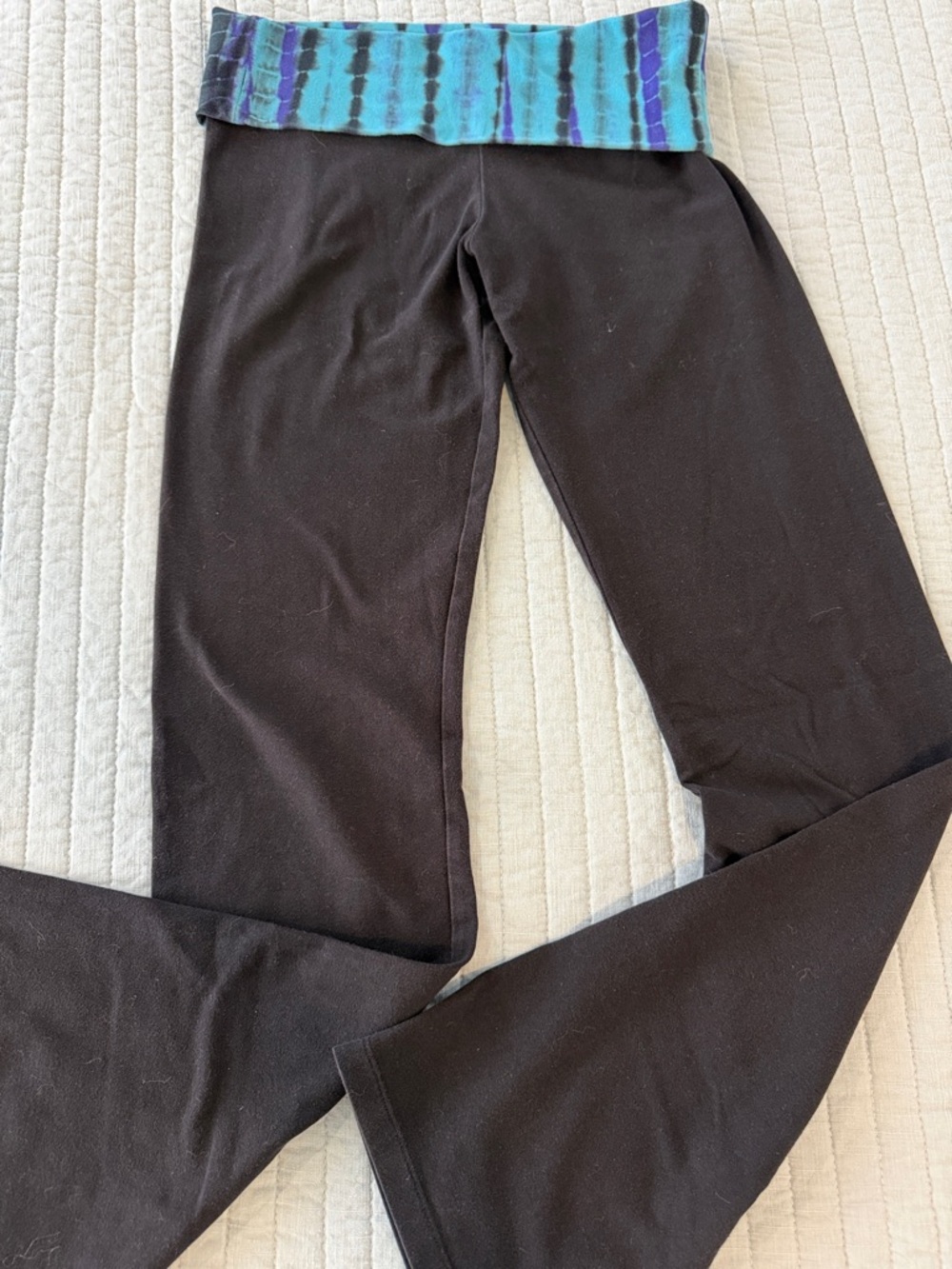 Victoria's Secret Black Straight Leg Pants with Blue Tie-Dye Waistband